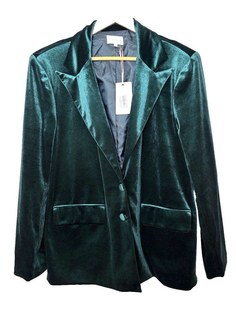 NWT Entro Womens Green Tia Velvet Blazer two button Size Medium